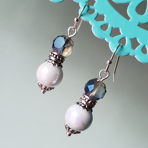Light Blue Handcrafted Earrings - Picture 3 of 5
